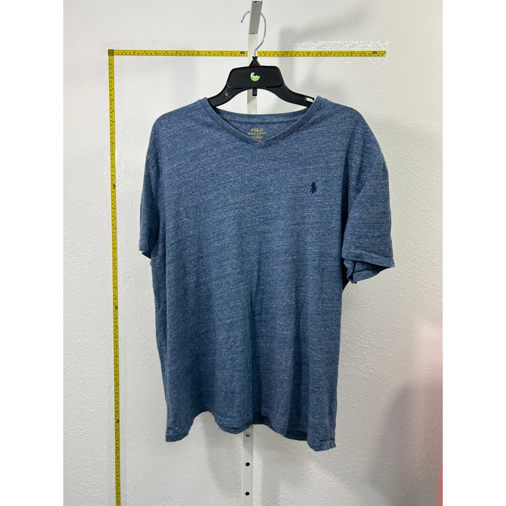 Polo Ralph Lauren Mens Blue Heather V-Neck T-Shirt Classic Fit Large Pony Logo